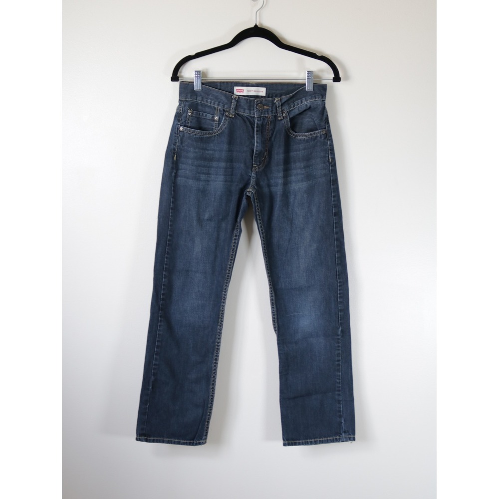 BLevis 505 Regular Fit Boys Jeans Dark Wash Straight Leg Size 16 Reg 28x28